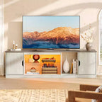 Bestier 70 TV Stand for up to 75 inch TV, LED Gaming Entertainment Center with Storage Cabinet, Media Console with Adjustable Tempered Glass Shelf