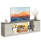 Bestier 70 TV Stand for up to 75 inch TV, LED Gaming Entertainment Center with Storage Cabinet, Media Console with Adjustable Tempered Glass Shelf