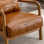 Fauteuil d'appoint Bestier Mid-Century avec cadre en bois, fauteuil de salon rembourré avec coussin et coussin lombaire, fauteuil de lecture pour chambre à coucher ou véranda