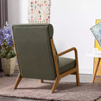 Fauteuil d'appoint Bestier Mid-Century avec cadre en bois, fauteuil de salon rembourré avec coussin et coussin lombaire, fauteuil de lecture pour chambre à coucher ou véranda