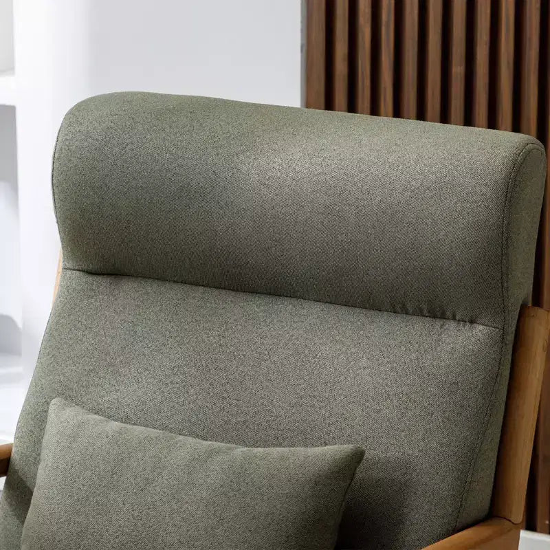 Fauteuil d'appoint Bestier Mid-Century avec cadre en bois, fauteuil de salon rembourré avec coussin et coussin lombaire, fauteuil de lecture pour chambre à coucher ou véranda