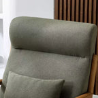 Fauteuil d'appoint Bestier Mid-Century avec cadre en bois, fauteuil de salon rembourré avec coussin et coussin lombaire, fauteuil de lecture pour chambre à coucher ou véranda