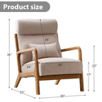 Fauteuil d'appoint Bestier Mid-Century avec cadre en bois, fauteuil de salon rembourré avec coussin et coussin lombaire, fauteuil de lecture pour chambre à coucher ou véranda