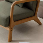 Fauteuil d'appoint Bestier Mid-Century avec cadre en bois, fauteuil de salon rembourré avec coussin et coussin lombaire, fauteuil de lecture pour chambre à coucher ou véranda