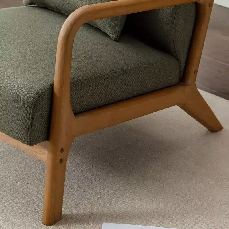 Fauteuil d'appoint Bestier Mid-Century avec cadre en bois, fauteuil de salon rembourré avec coussin et coussin lombaire, fauteuil de lecture pour chambre à coucher ou véranda