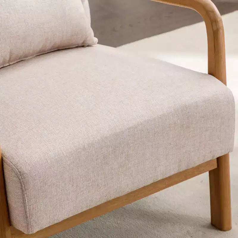 Fauteuil d'appoint Bestier Mid-Century avec cadre en bois, fauteuil de salon rembourré avec coussin et coussin lombaire, fauteuil de lecture pour chambre à coucher ou véranda