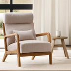 Bestier Mid-Century Accent Chair with Wood Frame, Upholstered Living Room Chair with Pillow & Waist Cushion, Reading Armchair for Bedroom Sunroom