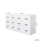 CLIHOME Commode de rangement latérale moderne à 6 tiroirs avec poignée en métal, Organisateur de rangement avec commode en bois