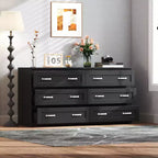 CLIHOME Commode de rangement latérale moderne à 6 tiroirs avec poignée en métal, Organisateur de rangement avec commode en bois