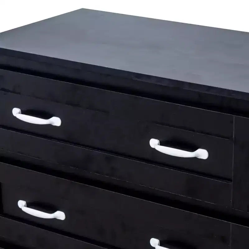 CLIHOME Commode de rangement latérale moderne à 6 tiroirs avec poignée en métal, Organisateur de rangement avec commode en bois
