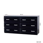 CLIHOME Commode de rangement latérale moderne à 6 tiroirs avec poignée en métal, Organisateur de rangement avec commode en bois
