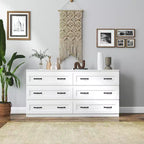 CLIHOME Commode de rangement latérale moderne à 6 tiroirs avec poignée en métal, Organisateur de rangement avec commode en bois