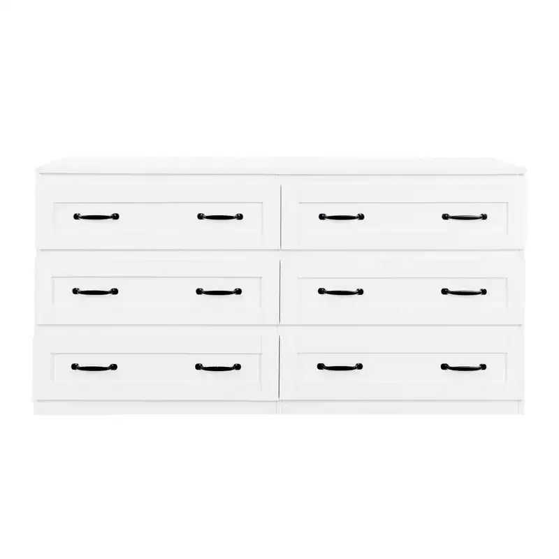 CLIHOME Commode de rangement latérale moderne à 6 tiroirs avec poignée en métal, Organisateur de rangement avec commode en bois