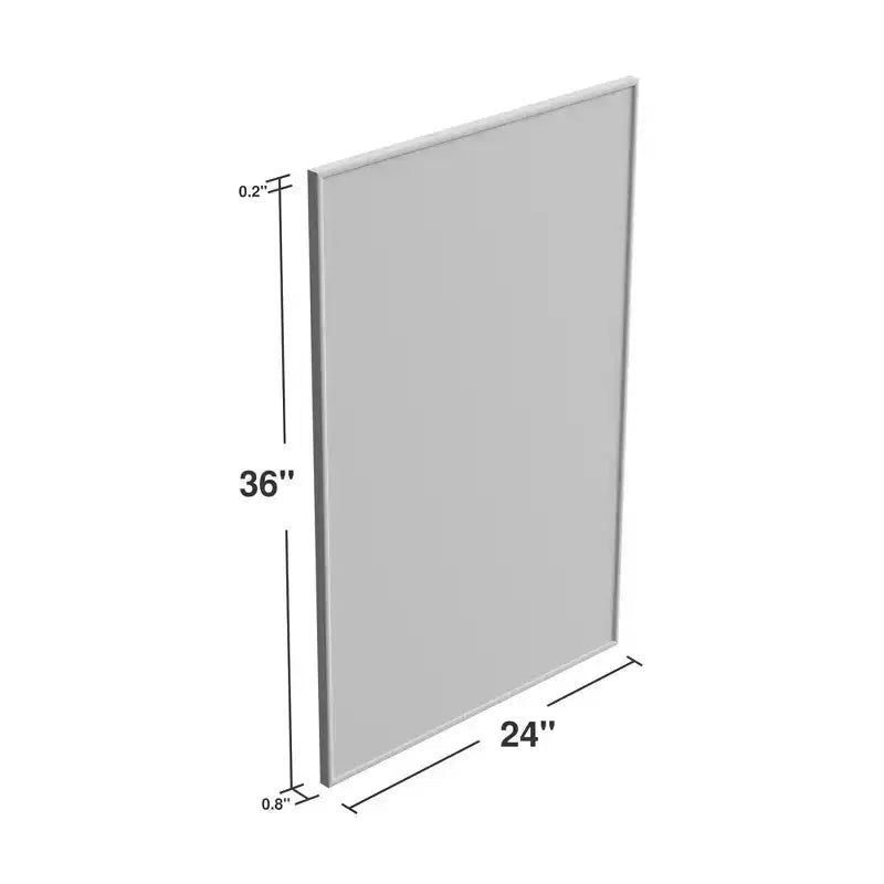 Miroir rectangulaire noir contemporain en aluminium de 91 cm avec cadre mince, angles droits, profondeur de 1,5 cm
