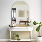 Silver Wall Mirror with Thin Edge, Aluminum Alloy, Right Angle Arch-shaped