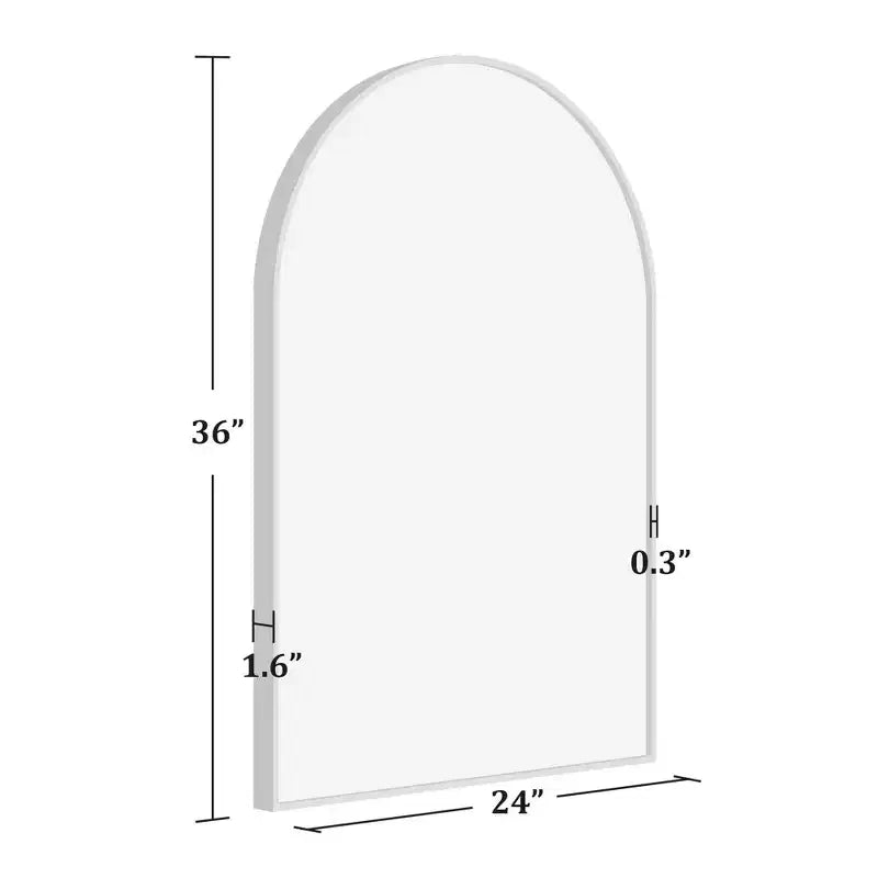 Miroir mural argenté à bord fin, en alliage d'aluminium, en forme d'arc à angle droit