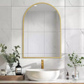 Gold Hanging Mirror with Thin Edge Aluminum Alloy, Right Angle Arch-shaped, Double-Sided Installation