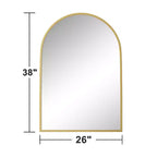 Miroir suspendu doré avec bord fin en alliage d'aluminium, en forme d'arche à angle droit, installation double face