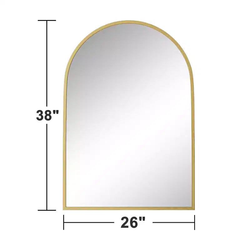 Miroir suspendu doré avec bord fin en alliage d'aluminium, en forme d'arche à angle droit, installation double face
