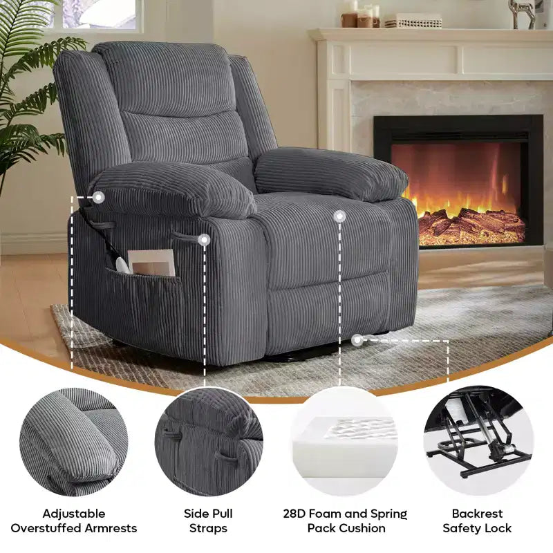 Bestier Fauteuils Inclinables Massants pour Personnes Âgées, Fauteuil Inclinable Releveur Électrique avec Chaleur et Vibration pour Salon