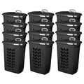 Sterilite Ultra Wheeled Laundry Hamper, Plastic Clothes Bin, Black, 12 Pack