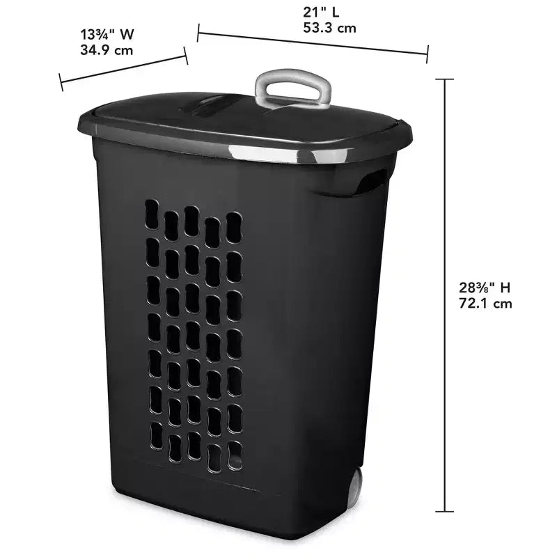 Sterilite Ultra Wheeled Laundry Hamper, Plastic Clothes Bin, Black, 12 Pack