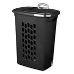 Sterilite Ultra Wheeled Laundry Hamper, Plastic Clothes Bin, Black, 12 Pack