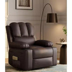 360 Swivel Recliner Chair with Heat & Massage, Oversized Rocking Chair for Adults, Manual Recliner w/Cup Holder, for Living Room Bedroom Nursery