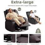 Fauteuil inclinable pivotant à 360° avec chauffage et massage, fauteuil à bascule surdimensionné pour adultes, fauteuil inclinable manuel avec porte-gobelet, pour salon, chambre à coucher, chambre d'enfant