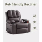 Fauteuil inclinable pivotant à 360° avec chauffage et massage, fauteuil à bascule surdimensionné pour adultes, fauteuil inclinable manuel avec porte-gobelet, pour salon, chambre à coucher, chambre d'enfant