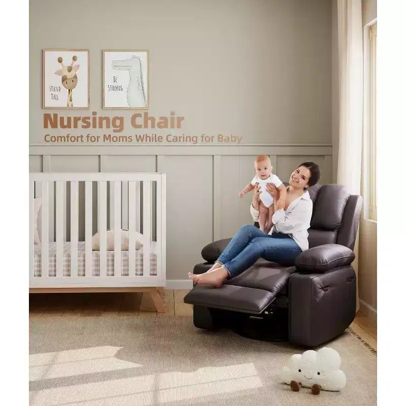 Fauteuil inclinable pivotant à 360° avec chauffage et massage, fauteuil à bascule surdimensionné pour adultes, fauteuil inclinable manuel avec porte-gobelet, pour salon, chambre à coucher, chambre d'enfant