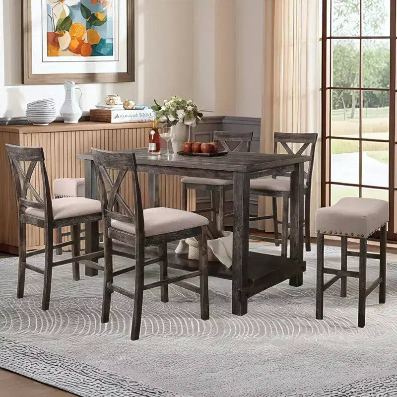 Christopher Knight Home Sinclair – Ensemble de salle à manger rectangulaire 7 pièces en bois de 60 po avec 6 chaises rembourrées