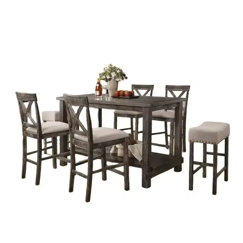 Christopher Knight Home Sinclair – Ensemble de salle à manger rectangulaire 7 pièces en bois de 60 po avec 6 chaises rembourrées