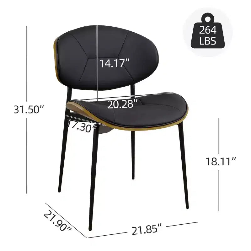 Lot de 2 chaises de salle à manger Art Leon en similicuir et bois courbé avec pieds en métal