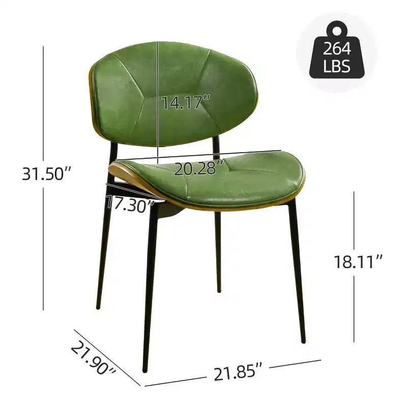 Lot de 2 chaises de salle à manger Art Leon en similicuir et bois courbé avec pieds en métal