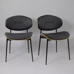 Art Leon Faux Leather and Bentwood Dining Chair with Metal Legs, Set of 2