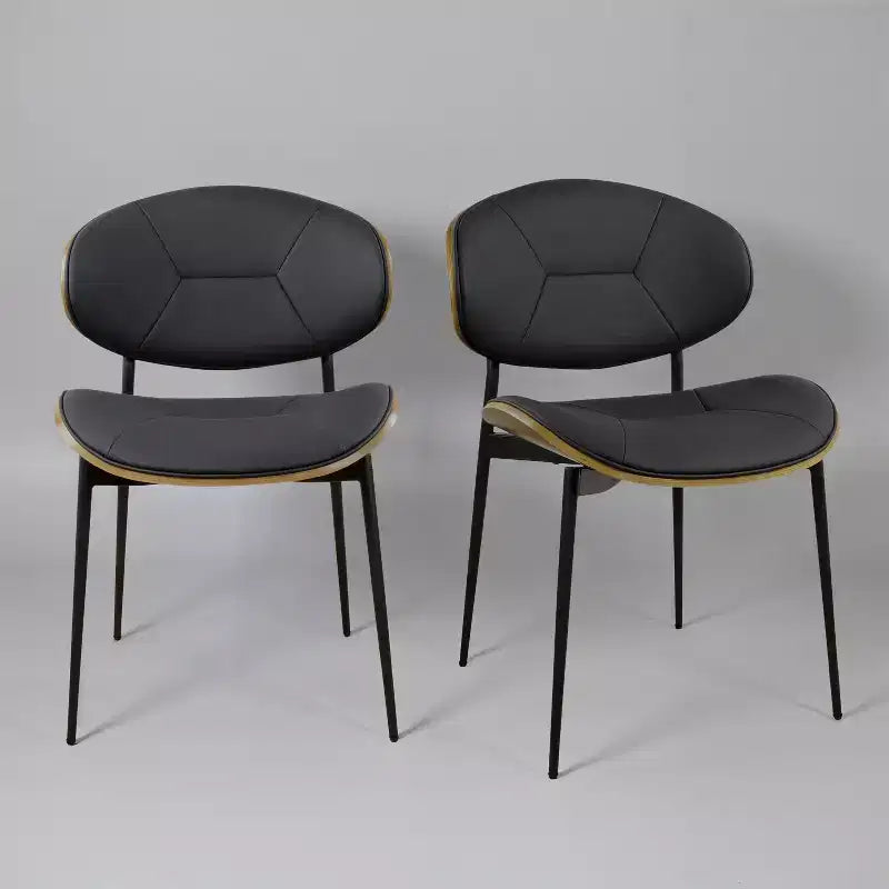 Art Leon Faux Leather and Bentwood Dining Chair with Metal Legs, Set of 2