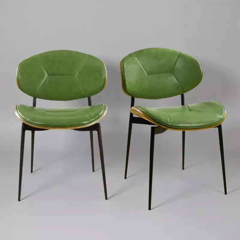 Lot de 2 chaises de salle à manger Art Leon en similicuir et bois courbé avec pieds en métal
