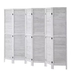 VEVOR Wood Room Divider, 6 Panel Wood Folding Privacy Screen, 66.9 Inches Tall Indoor Louvered Wooden Partition, Portable Decoration Screen