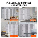 Paravent en bois VEVOR, paravent pliant en bois à 6 panneaux, paravent décoratif portable en bois à persiennes de 170 cm de haut pour l'intérieur