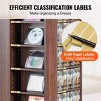 Meuble de rangement pour médias VEVOR, tour multimédia rotative, peut contenir jusqu'à 1040 CD, protège et organise la musique ou les collections de souvenirs - Espresso