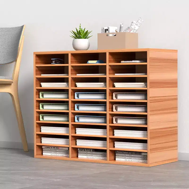 VEVOR Organisateur de documents en bois à 27 compartiments, étagères réglables, centre de courrier en panneau de fibres à densité moyenne, rangement pour bureau, maison, école, blanc
