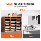 VEVOR Organisateur de documents en bois à 27 compartiments, étagères réglables, centre de courrier en panneau de fibres à densité moyenne, rangement pour bureau, maison, école, blanc