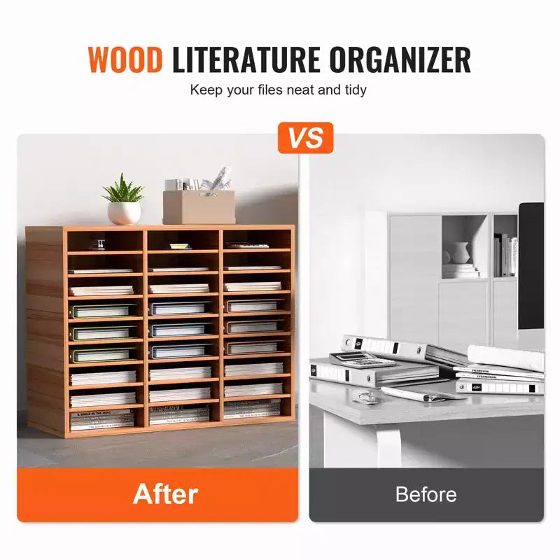 VEVOR Organisateur de documents en bois à 27 compartiments, étagères réglables, centre de courrier en panneau de fibres à densité moyenne, rangement pour bureau, maison, école, blanc