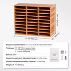 VEVOR Organisateur de documents en bois à 27 compartiments, étagères réglables, centre de courrier en panneau de fibres à densité moyenne, rangement pour bureau, maison, école, blanc