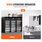 VEVOR Trieur de documents en bois à 27 compartiments, étagères réglables, centre de courrier en panneau de fibres à densité moyenne, rangement pour bureau, maison, école, noir+blanc