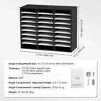 VEVOR Trieur de documents en bois à 27 compartiments, étagères réglables, centre de courrier en panneau de fibres à densité moyenne, rangement pour bureau, maison, école, noir+blanc
