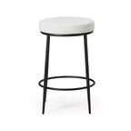 Tabouret de comptoir en métal sans dossier Maven Lane Stella avec siège rembourré en tissu 26 po