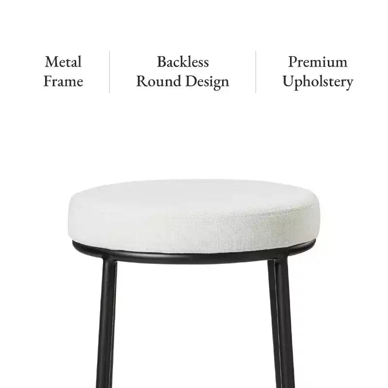 Tabouret de comptoir en métal sans dossier Maven Lane Stella avec siège rembourré en tissu 26 po