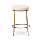 Tabouret de comptoir en métal sans dossier Maven Lane Stella avec siège rembourré en tissu 26 po